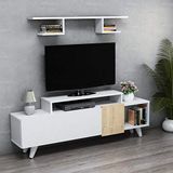 Homemania TV-kast, melamine spaanplaat, wit, eiken.
