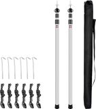 Merkloos / Sans marque Bol Telescopische tentstokken 2 stuks 90-230 cm met tentharingen en nylon touwen