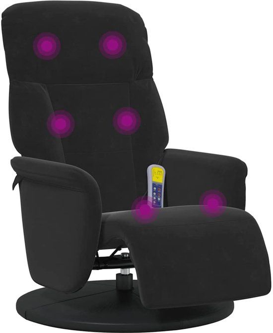 vidaXL Massagestoel verstelbaar met voetensteun fluweel zwart