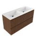 Saniclass Badkamermeubelset - 120x45x77.5cm - Torino solid surface wastafel wit - zonder kraangat - 2 lades - mat walnut pure (hout) SW1420809/SW1471858