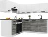 BELINI Keukenblok ITALIA 6 - Meuble de cuisine Ensemble 360 cm Blanc-Gris Glamour Mat avec Plans de travail