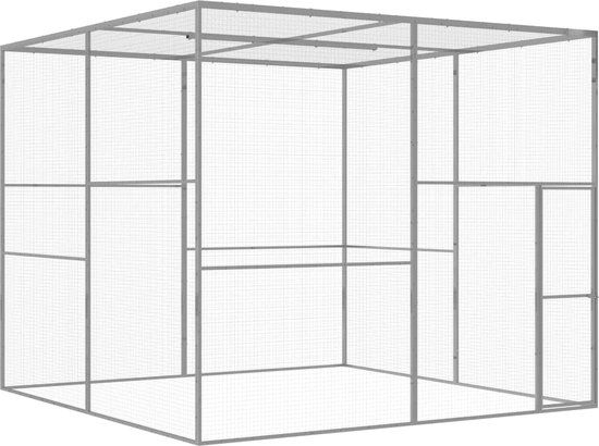 vidaXL Kattenkooi - 3x3x2,5 m - Gegalvaniseerd Staal - Zilver