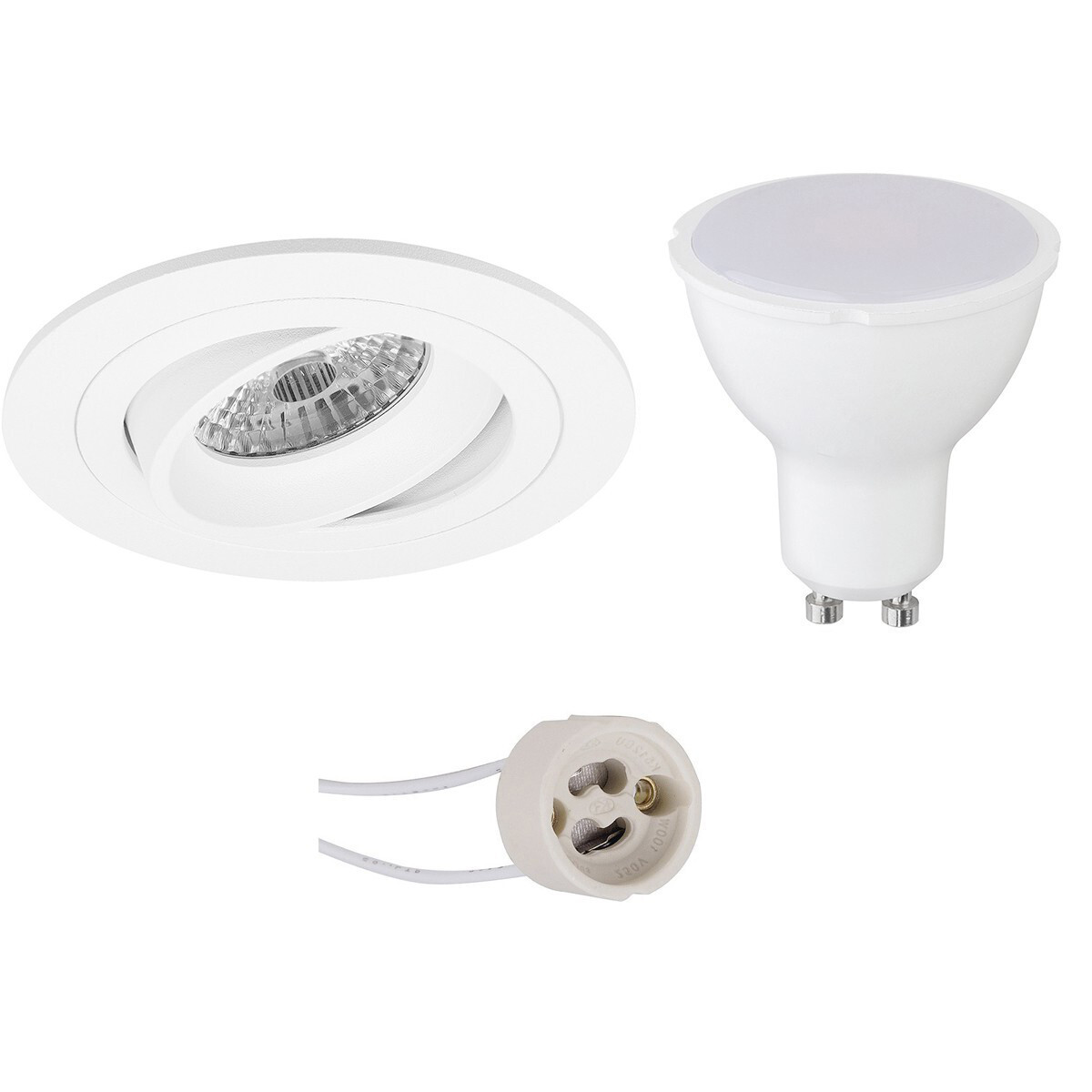 BES LED LED Spot Set - Pragmi Alpin Pro - GU10 Fitting - Inbouw Rond - Mat Wit - 8W - Warm Wit 3000K - Kantelbaar Ã˜92mm