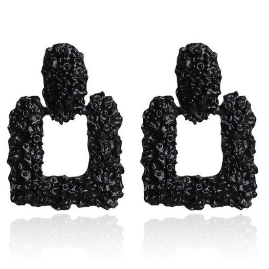 Cilla Jewels Lookinggoodtoday Cilla Chunky Vierkante Oorbellen - Black