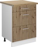 Vicco R-Line Keukenonderkast – 60 cm met laden, Artisanaal eiken/Wit