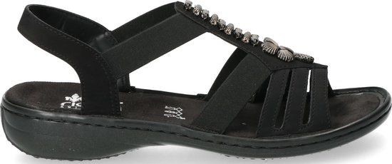 Rieker Sandalen Zwart - Maat 39 - Vrouwen - Platte sandalen