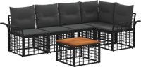 vidaXL Hoek loungeset 5 zitplaatsen Polyester Zwart en donkergrijs