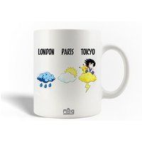 Keramische mok maniacase, Dragon Ball en Pokémon Londen Parijs Tokio