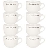Cosy & Trendy Kommetjes/soepkommen voor dessert/ontbijt - 8x - Keramiek - D10 x 8 cm - wit - met oor