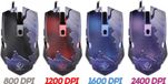 Hornet Souris gaming optique pour PC, 2400 DPI, 6 boutons programmables, avec câble en nylon, design ergonomique, éclairage LED 4 couleurs