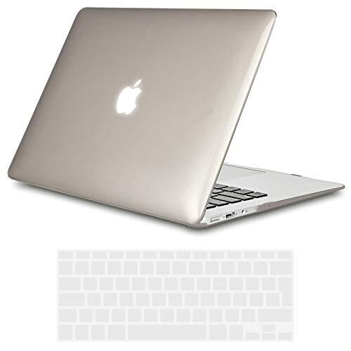 TECOOL MacBook Air 13 Inch Hoes 2010-2017 (Model: A1466 / A1369), Slanke Plastic Harde Schaal Snap-on Beschermhoes met Transparante Toetsenbordhoes voor MacBook Air 13.3 - Kristalgrijs