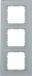 Berker Hager Glasframe 3-voudig, B.7, glas aluminium/aluminium mat, gelakt