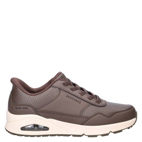 Skechers Hands Free Slip-Ins Uno imitatieleren sneakers met logo - bruin