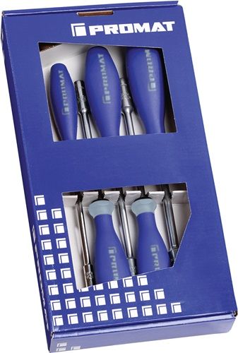 Promat/Tecwerk Zeskantschroevendraaier-set | 5-delig | 3-componentengreep