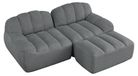 Canapé modulaire deux places en gris avec pouf, revêtu de polaire