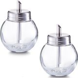 Zeller Suikerstrooier van glas/metaal - 6x - 240 ml - 12 cm - suikerpotje