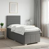 vidaXL Boxspringbed met matras, donkergrijs, éénpersoons, met stoffen bekleding