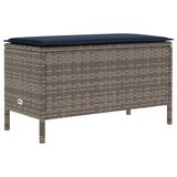 vidaXL Tuinvoetenbank Grijs en Marineblauw 80 x 38 x 42 cm PE Rattan