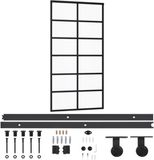vidaXL Schuifdeur met beslag, veiligheidsglas (ESG) en aluminium, 102x205 cm