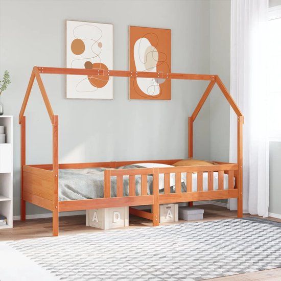 vidaXL Bedhuis wasbruin massief grenenhout 90x200 cm