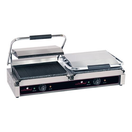 Caterchef dubbel contactgrill gegroefd