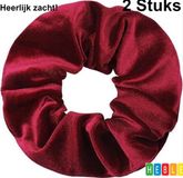 Heble® 2x Haarwokkel Scrunchie - Bordeaux Rood Velvet