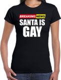 Bellatio Decorations Foute humor Kerst T-shirt breaking news gay - dames - zwart S