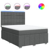 vidaXL Boxspringbed met matras, stof, donkergrijs, 180x200 cm