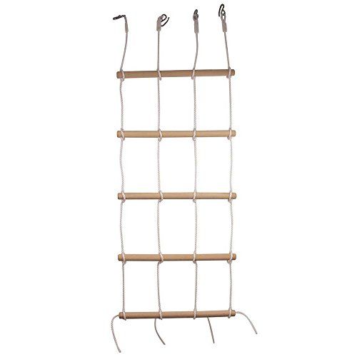 Small Foot Klimwand met 4 touwen en 5 stangen - bruin