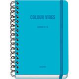Dohe Schoolagenda 2025 2026 - Weekoverzicht, Formaat A5, Spaans en Engels, Dubbele Spiraalbinding, Elastieksluiting, Harde Kaft, 4 Stickervellen - COLOUR VIBES Cyaan