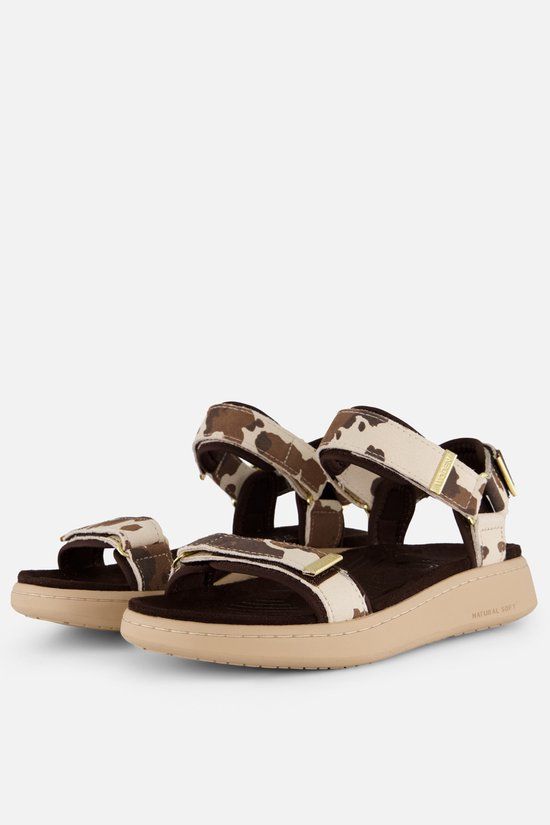Woden Line Cow Sandalen beige Suede - Maat 37