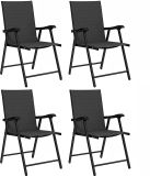 Outsunny Klapstoelenset - Staal, Texteline - Zwart
