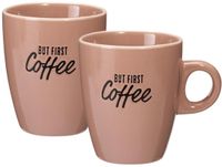 Excellent Houseware Siaki koffie kopjes Barista Cafe - 2x stuks - oudroze - 220 ml - mokken - keramiek