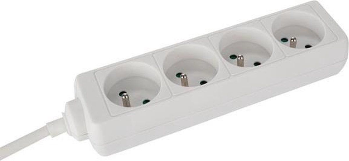 Perel Stekkerdoos 4-voudig Penaarde 5 Meter Wit