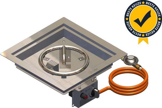 GoFire Inbouwbrander vierkant - 40 x 40cm - RVS