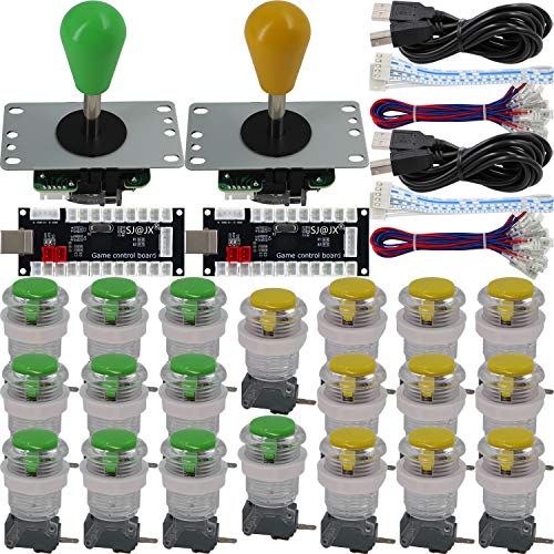 SJ@JX Arcade Game 2-speler-controller DIY Kit Microswitch Button 4 & 8 Way Joystick Zero Delay USB Encoder Fighting Stick Handles Console voor PC MAME Raspberry Pi Retropie