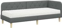 vidaXL - Hoek - Bed - Frame - Donkergrijs - 80 - x - 200 - cm - Stof