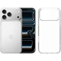 Apple iPhone 17 Pro Max 1TB Zilver + BlueBuilt Protective Back Cover Transparant