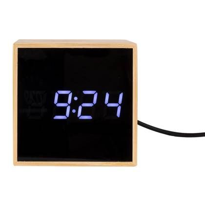 Karlsson Mini Cube Alarm Clock - Bamboo - Beige