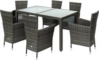 Casaria Tuinset - 7 Delig Polyrattan Incl. Kussens - Antraciet
