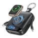 P007 Mini Power Bank 10000mAh avec câbles USB-C et Lightning, chargement sans fil pour Apple Watch - Noir