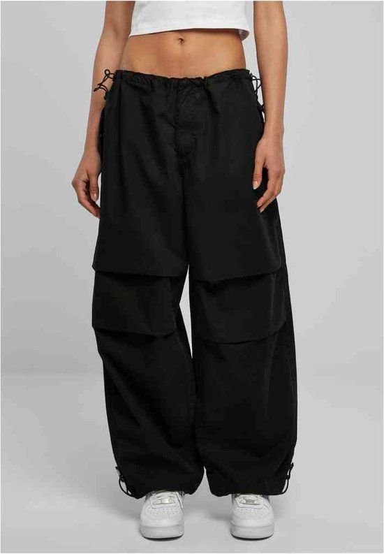 Urban Classics Cotton Parachute Wide Leg Pants - Black - Women's XS