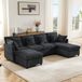 OKWISH Canapé d'angle modulable 278 X 161 X 81 cm - Avec 2 poufs déplaçables - Configuration en U ou en L pour salon - Chenille - Gris