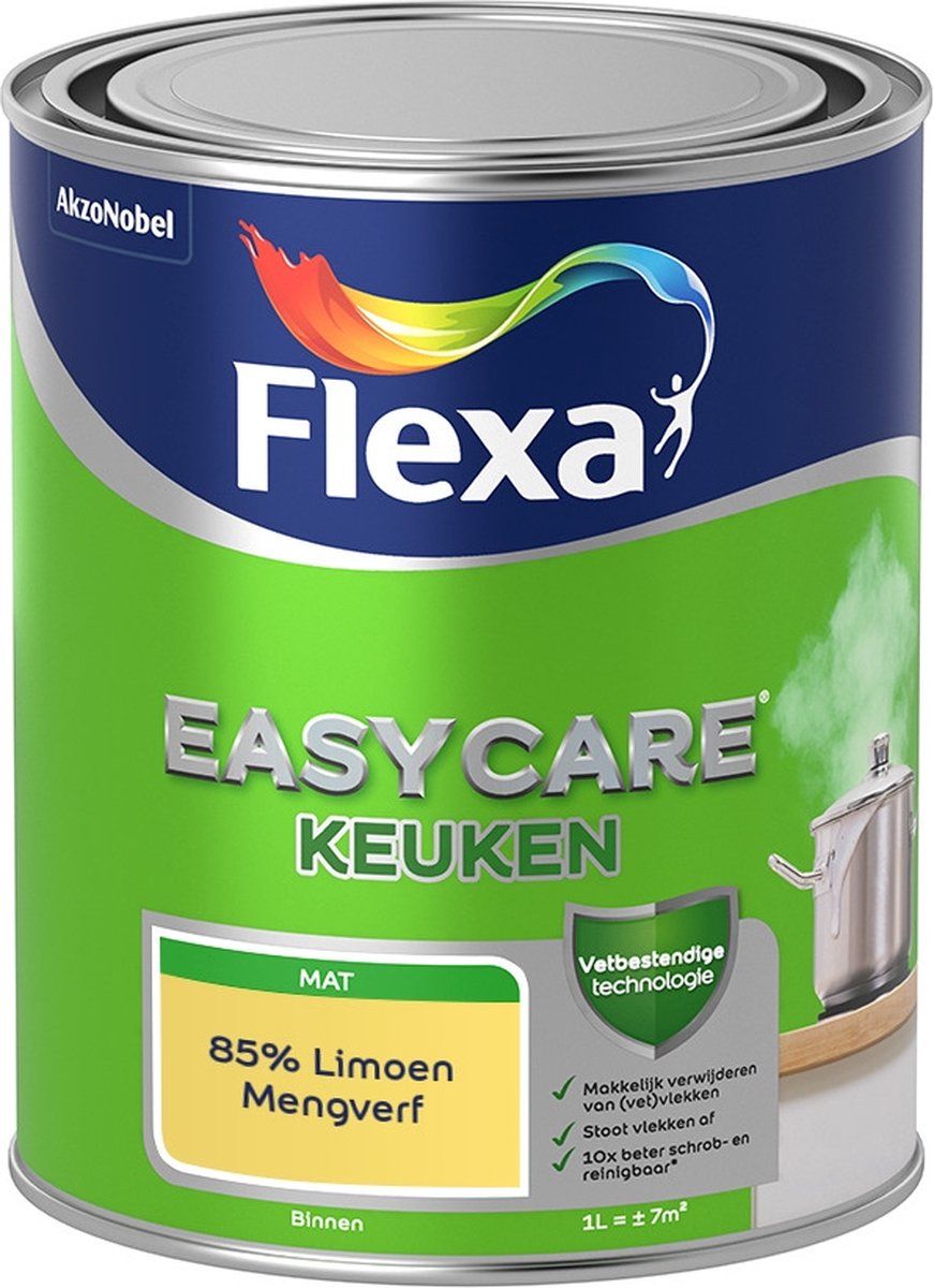 FLEXA Easycare Muurverf - Keuken - Mat - Mengkleur - 85% Limoen - 1 liter