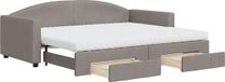 vidaXL Divan-lit avec lit gigogne et tiroirs 90x200 cm tissu taupe