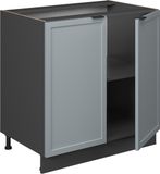 Vicco Keukenonderkast Fame-Line, Licht blauw-grijs/Antraciet, 80 cm goudkleurig eiken werkblad