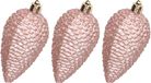 Decoris Pendentifs pomme de pin - 6x pièces - rose clair - paillettes - 8 cm - plastique - décoration de Noël