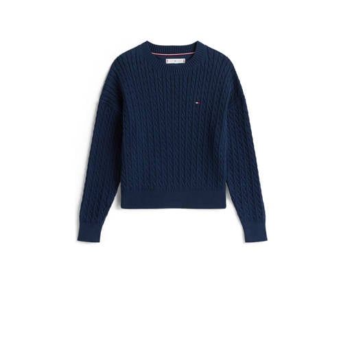 Tommy Hilfiger gebreide trui marineblauw met kabels