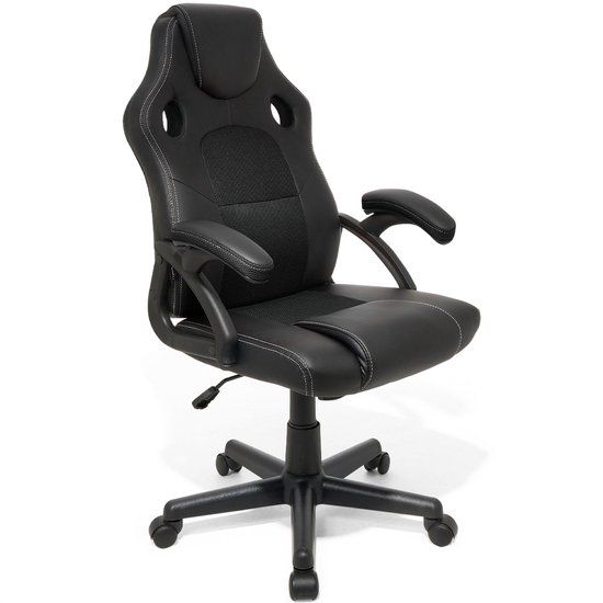 LifeGoods Gaming Stoel - Gamestoel - Verstelbaar in Hoogte - Comfortabele Gaming Chair - Kunstleer - Zwart