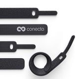 conecto Klittenband kabelbinders 10 cm klittenband met lus - kabelmanagement kabelorganizer klittenband kabelbinders klittenband zwart, 10 stuks.